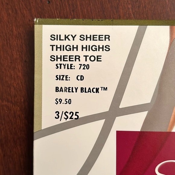 Brand New Hanes Silk Reflections Set of Two Pairs Thigh Highs Black Sheer Hose - Picture 7 of 14